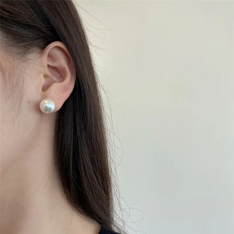 orecchini di perle di conchiglia da donna, 5 mm, 6 mm, 10 mm, 12 mm, argento sterling, oro bianco, orecchini a bottone da donna alla moda_voghion.com
