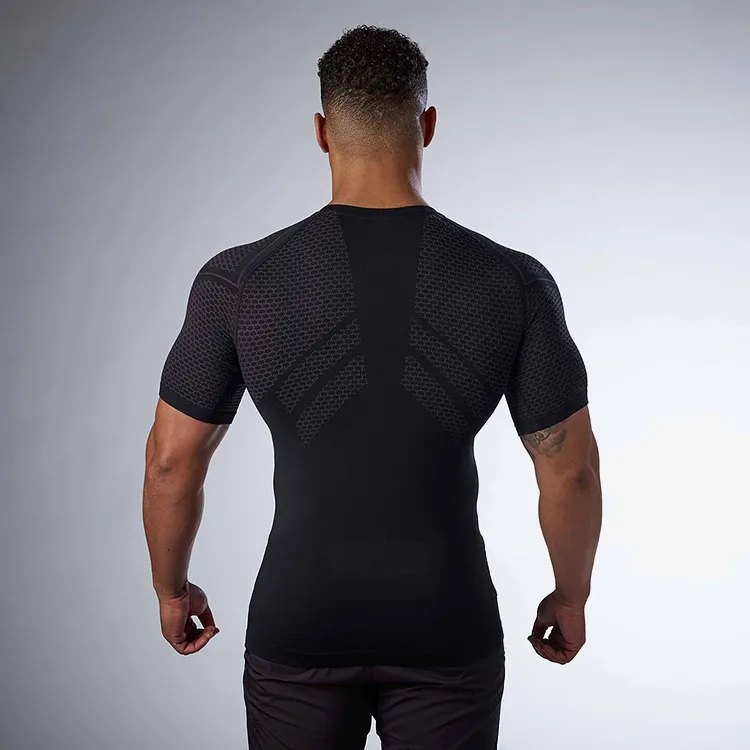 Tricou de vară pentru bărbați, sport, uscare rapidă, tricou de compresie, tricou skinny cu mânecă scurtă, topuri, sport, alergare, Fiess_voghion.com