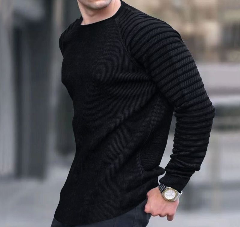Herren-Pullover mit Rundhalsausschnitt, Waffelmuster, Herbst- und Winterdruck, Jugend, lässig, Sportpullover für Herren_voghion.com