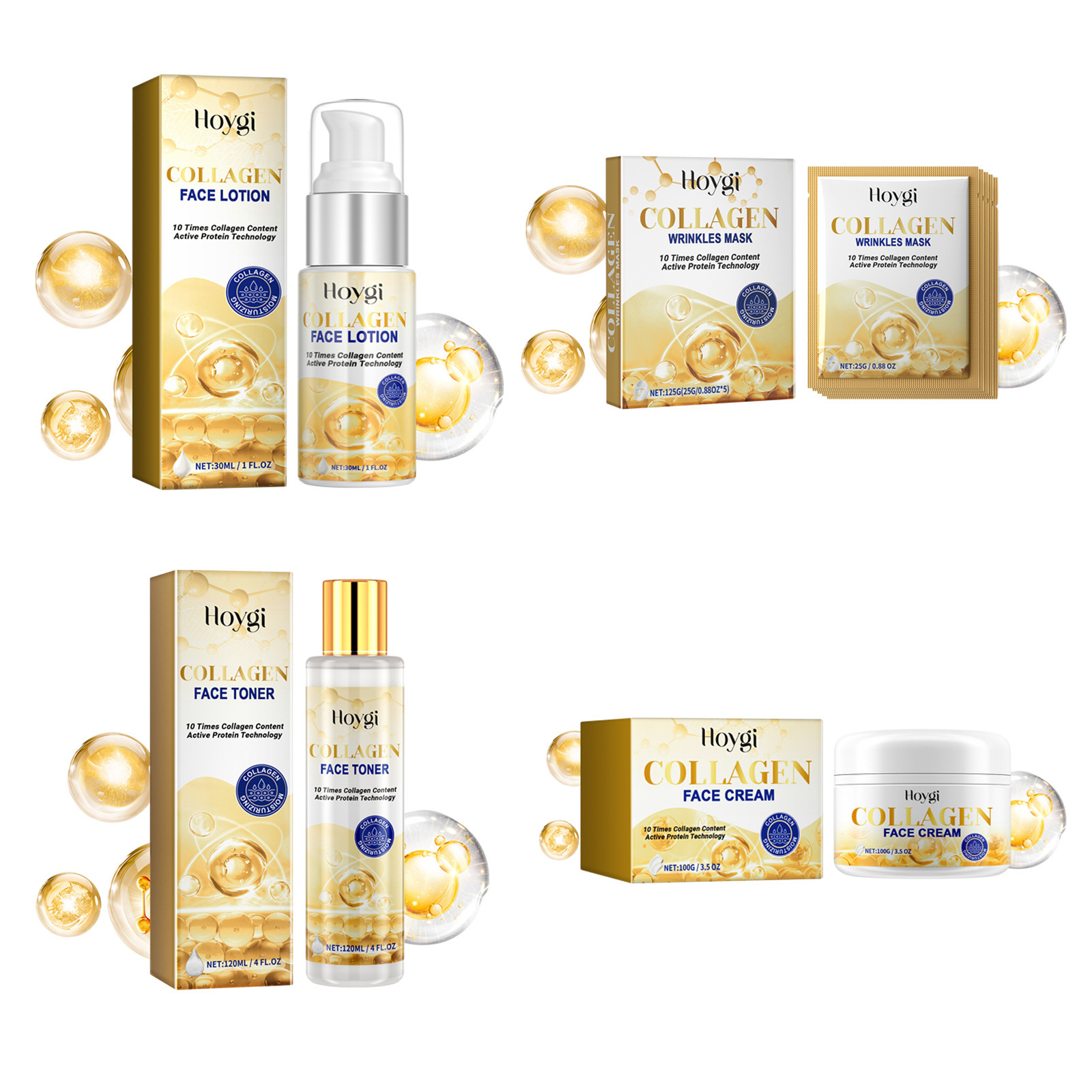 Seria Hoygi Collagen Care nawilża, ujędrnia skórę twarzy, oczyszcza, zmarszczek, chroni oczy i przeciwdziała starzeniu_voghion.com
