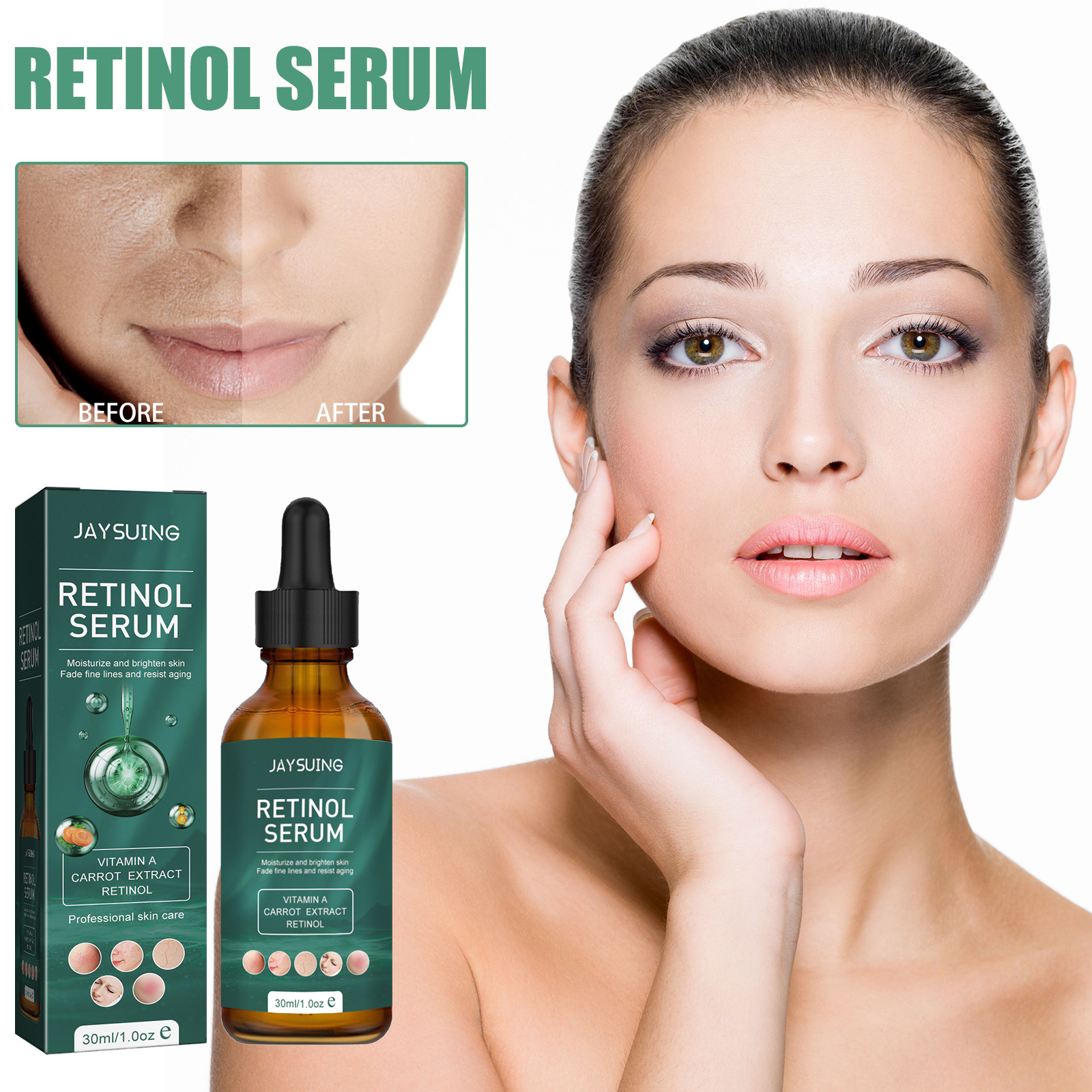 L'essenza del retinolo Jaysuing può resistere alle rughe sul viso, migliorare le linee sottili, illuminare, rassodare, elasticizzare, tenero e restringere_voghion.com