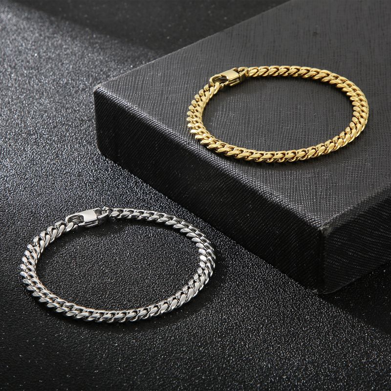 Bracciali da uomo in acciaio al titanio tinta unita alla moda_voghion.com
