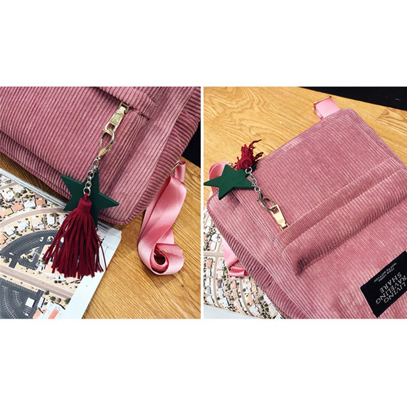 Retro-Rucksack modisch, die High School und College-Studenten, einfache Rucksäcke aus Cord für Damen, große Kapazität_voghion.com