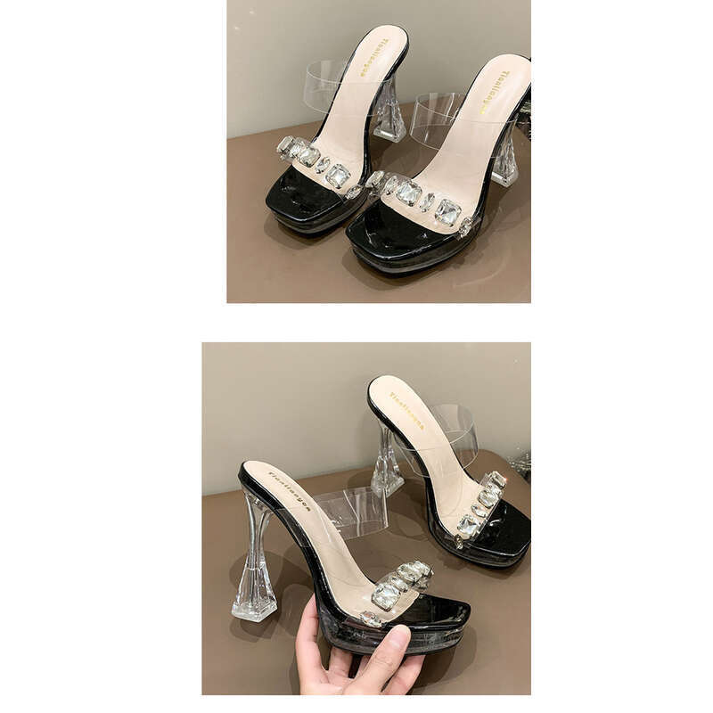 Sandali da donna casual alla moda con tacco alto super spesso e cintura rotonda con piattaforma trasparente estiva 2025_voghion.com