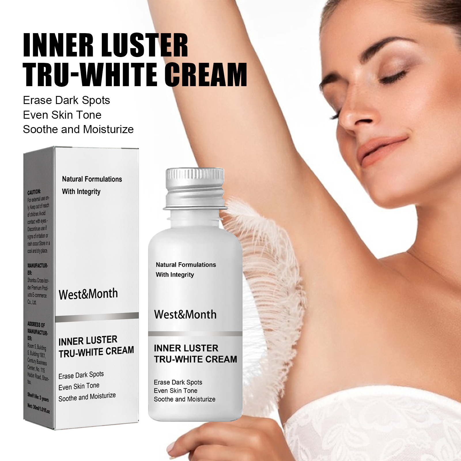 West&Month body whitening cream verlicht de zwarte okselgewrichten van de oksels, verheldert de toon, hydrateert en verfraait de huid_voghion.com