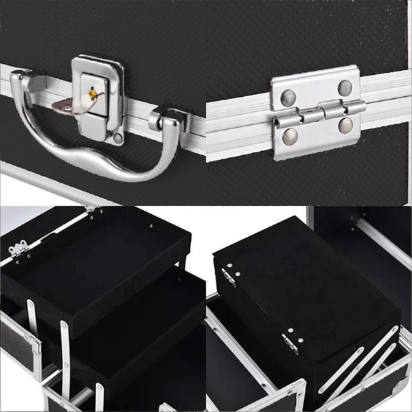 Professional Travel Makeup Case With Mirror And Brush Holder_voghion.com