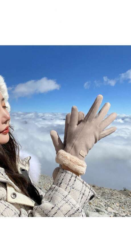 Gloved Women's Warmth Riding Korean Edition With Thickened Velvet, Cold And Windproof Touch Screen, Winter Suede, German_voghion.com