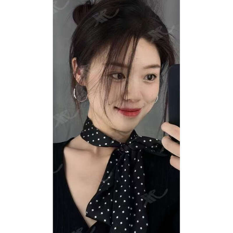Ins Style Extra Long Meter Polka Dot Scarf, Lightweight And High End Feel, Bows And Ribbons, Versatile And Airy_voghion.com