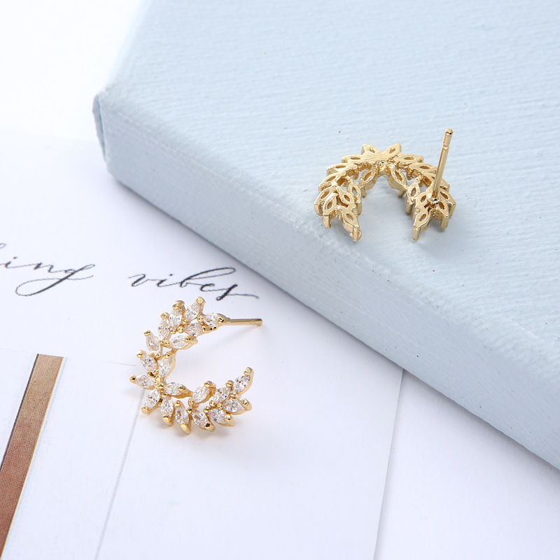 Accessori per banchetti Gioielli in zircone coreano Spiga di grano Sposa Abito da sposa Orecchini Collana Set di due pezzi di gioielli_voghion.com