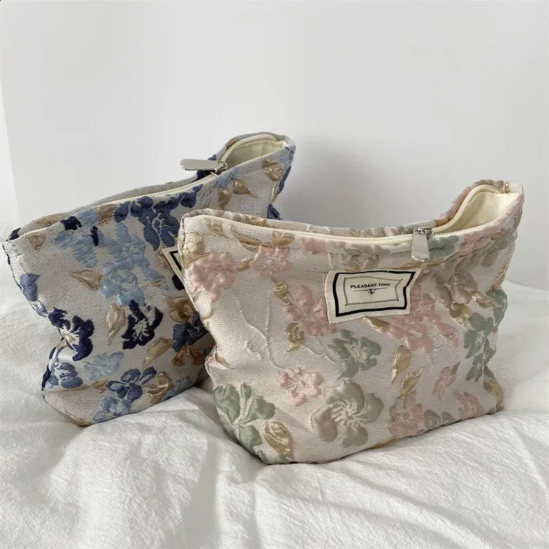 Trousse de toilette en toile imprimée rétro tendance, grande capacité, pour femmes, trousse de voyage pour cosmétiques, sacs de rangement pour maquillage 240815_voghion.com