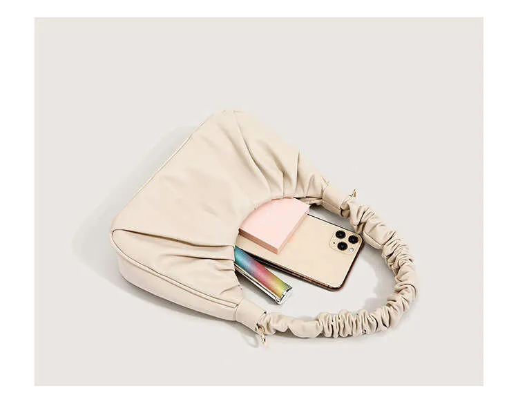 Nouveau sac fourre-tout plissé en cuir souple avec nuages Dumpg, sacs sous les bras, sac à bandoulière d'été, tenue de rue_voghion.com