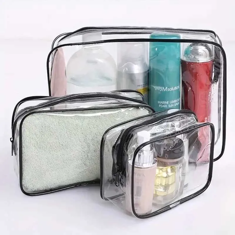 Simple PVC transparent waterproof storage box travel makeup organizer bathroom wash bag Y241023_voghion.com
