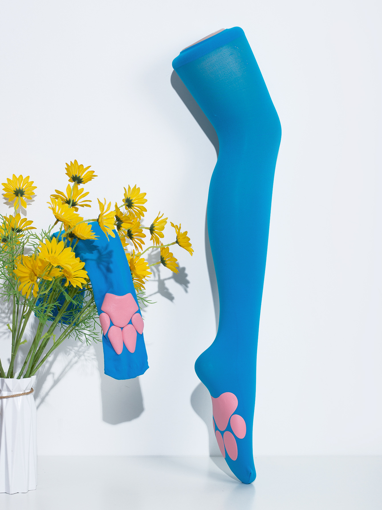 Women's Spring Summer Casual Cat Paw Print Rope Jump Exercise Pressure Sports Fitness Long Tube Socks_voghion.com
