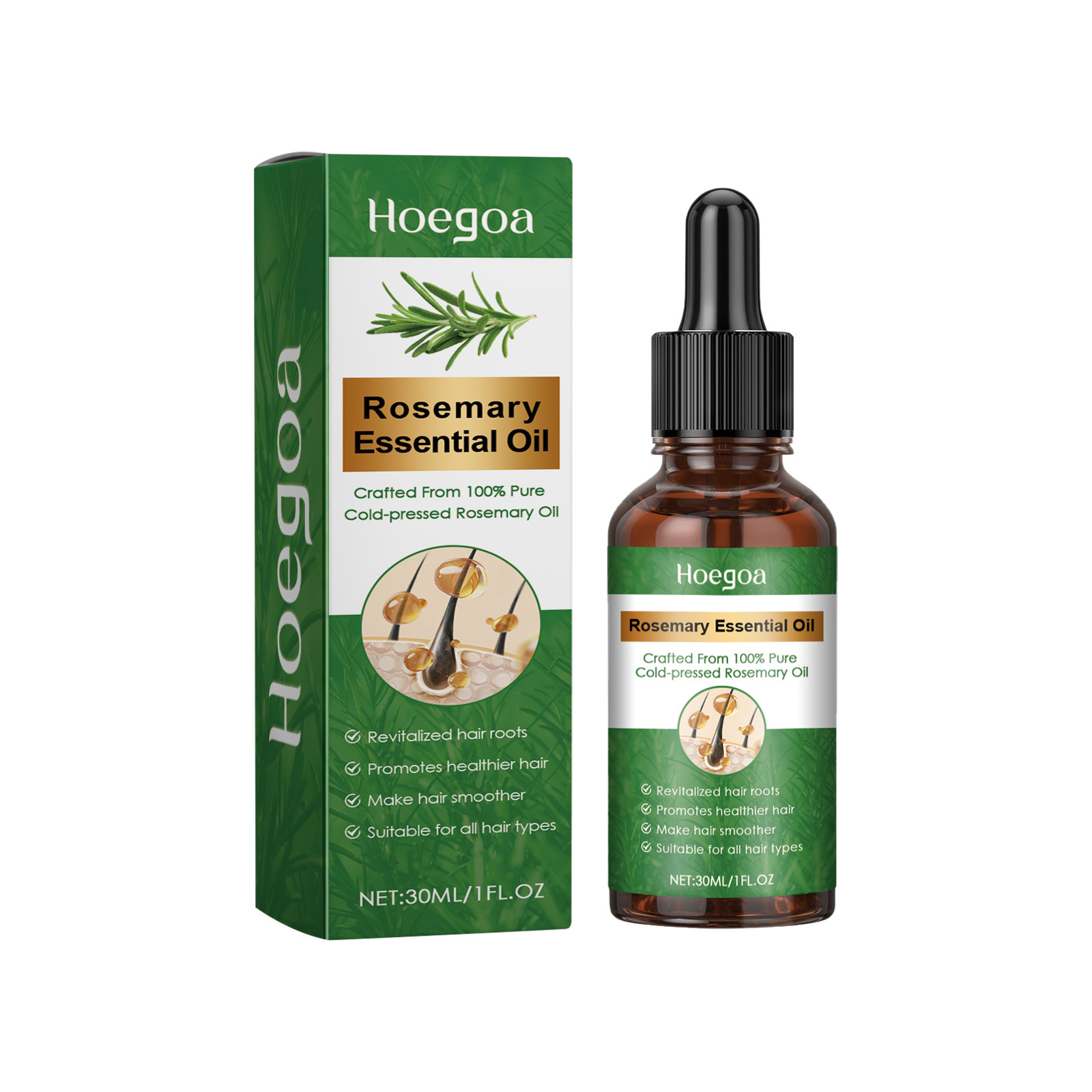 Hoegoa Rosmarin repariert beschädigtes, ausgetrocknetes Haar, fixiert dichtes und schönes Haar, Essenzöl_voghion.com