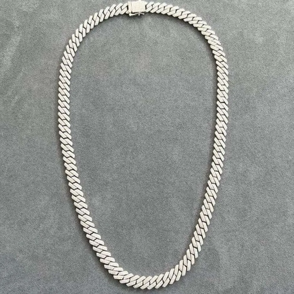 Custom Sier Cuban Link Hip Hop Charm Men Bracelets Necklace Moissanite Chain_voghion.com