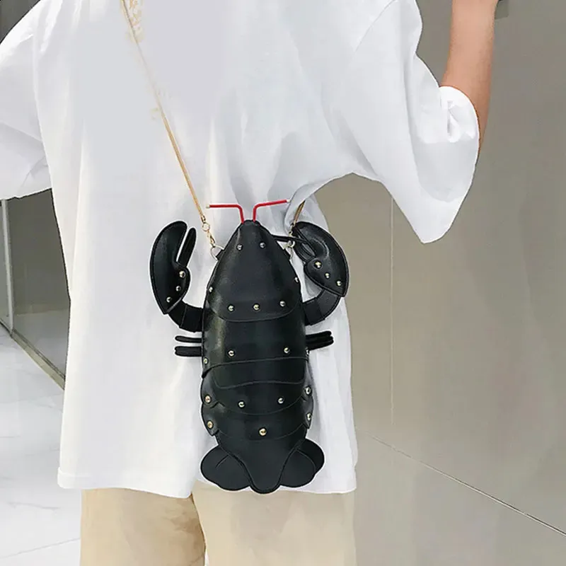 Modische, süße Umhängetaschen aus PU-Leder in Hummerform für Frauen, Schultertasche für Damen, Umhängetasche 240820_voghion.com