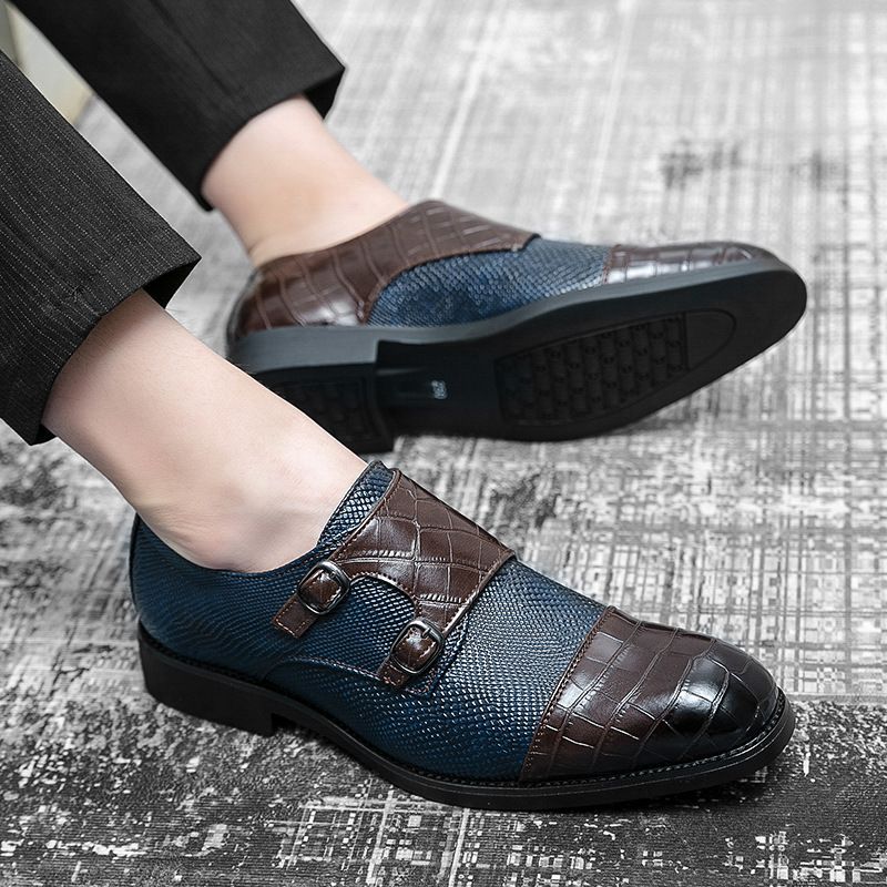 Herenschoenen dubbele gesp grote maat zakelijke casual leren heren zwarte formele ing monk schoenen_voghion.com