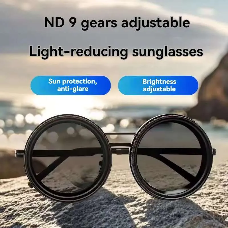 DHCollections Rounded Dimming Polarized Men ND Filter Adjustable Tint Sunglasses 2025_voghion.com