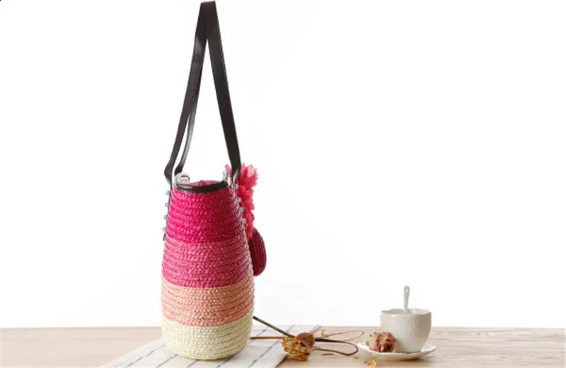 Modische Handgeflochtene Tragetasche Und Schultertasche Aus Stroh_voghion.com