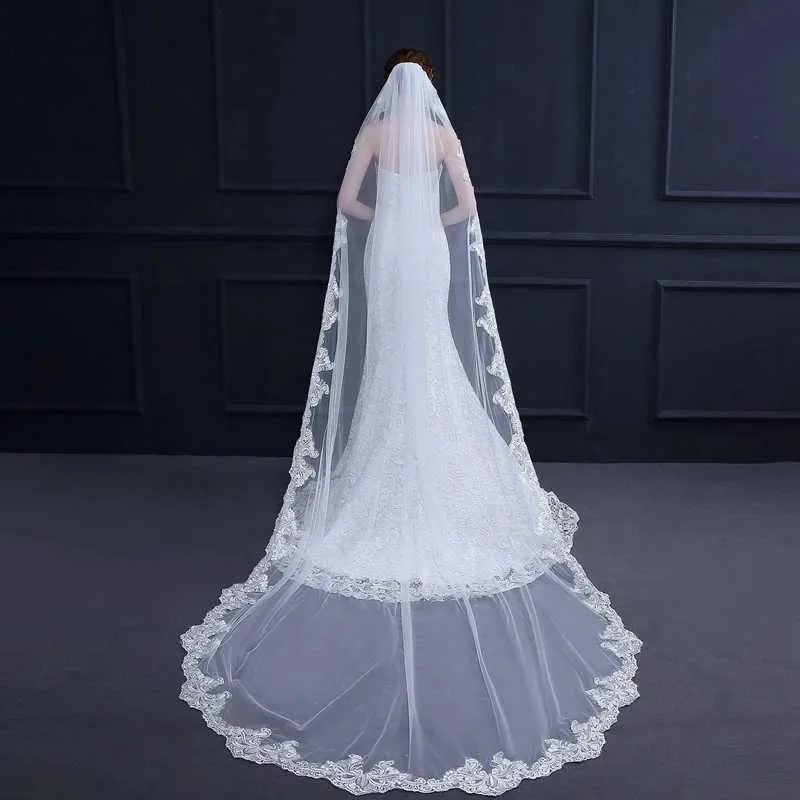 Hair Jewelry Hot Sale Veil One Layer Lace Bridal 1.5*3 Meter Cheap Bride Veils Wedding Accessories Velo De Novia_voghion.com