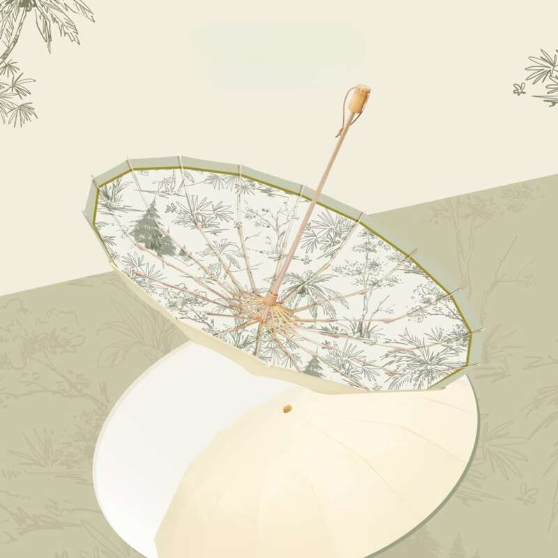 16 Bone Colored Rubber Dual-purpose Sunshade For Both Rain Light, Foldable High-end Feeling, Protection And UV_voghion.com
