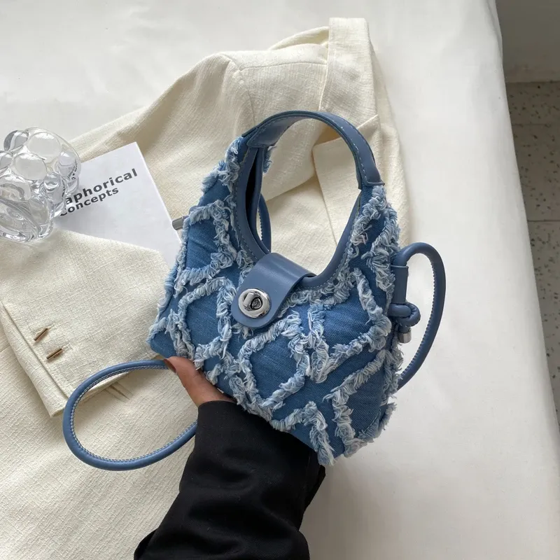 Hobo měkká džínová taška přes rameno malá crossbody taška pro ženy značkové módní kabelky totes_voghion.com