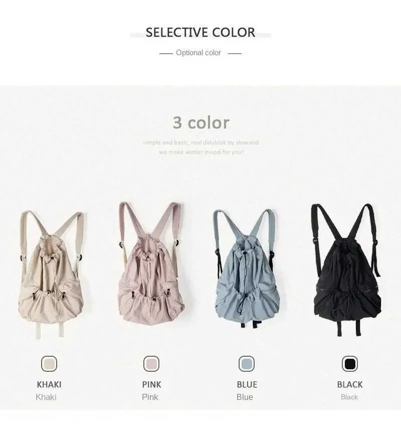 Fashionable Women's Nylon Drawstring Backpack Casual Travel Bag_voghion.com