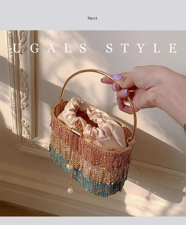 Borsa da sera donna con glitter e nappe pochette elegante_voghion.com