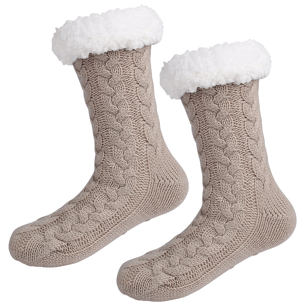 Lillian Autumn Winter Fleece-Lined Warm Christmas Socks With Anti-Slip Sole For Home Floor Popular Cross-Border Slippers Socks,_voghion.com