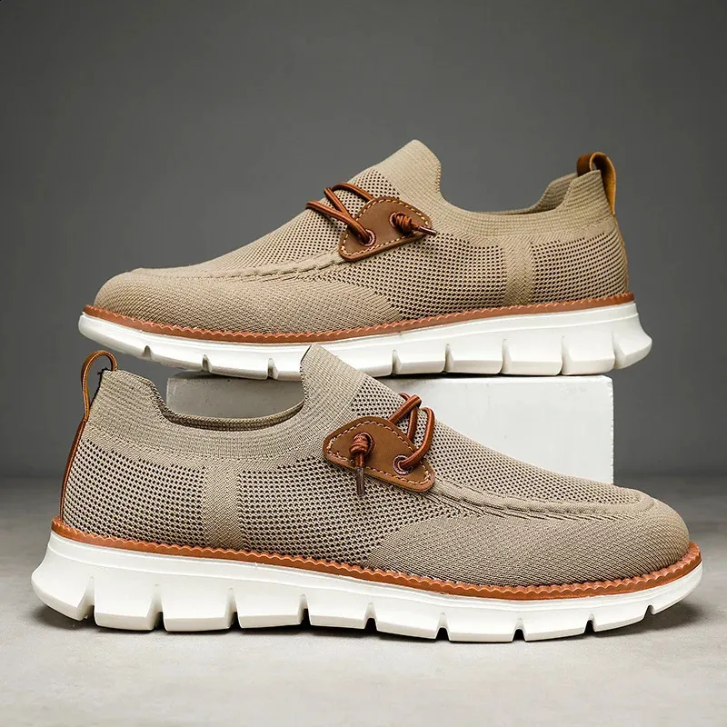 Baskets plates et légères en maille respirante pour homme, chaussures de marche et de conduite, collection printemps-automne 250228_voghion.com