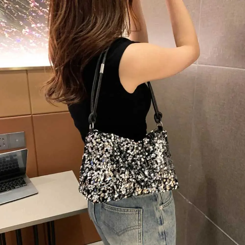 Einfarbig Crossbody Mode INS Pailletten Schulter Taschen Telefon Geldbörse Handtasche Abend Clutch Tasche Mädchen DIYC241103_voghion.com