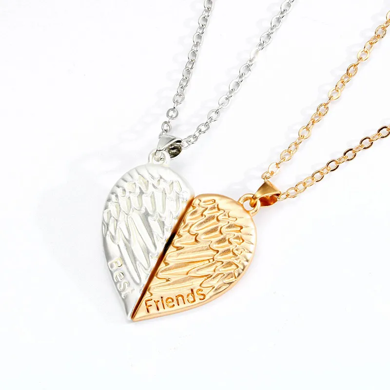 Wisiorki 2 szt. Modny magnetyczny naszyjnik dla par dla zakochanych gotyckie serce przyjaciel impreza prezent biżuteria akcesoria_voghion.com