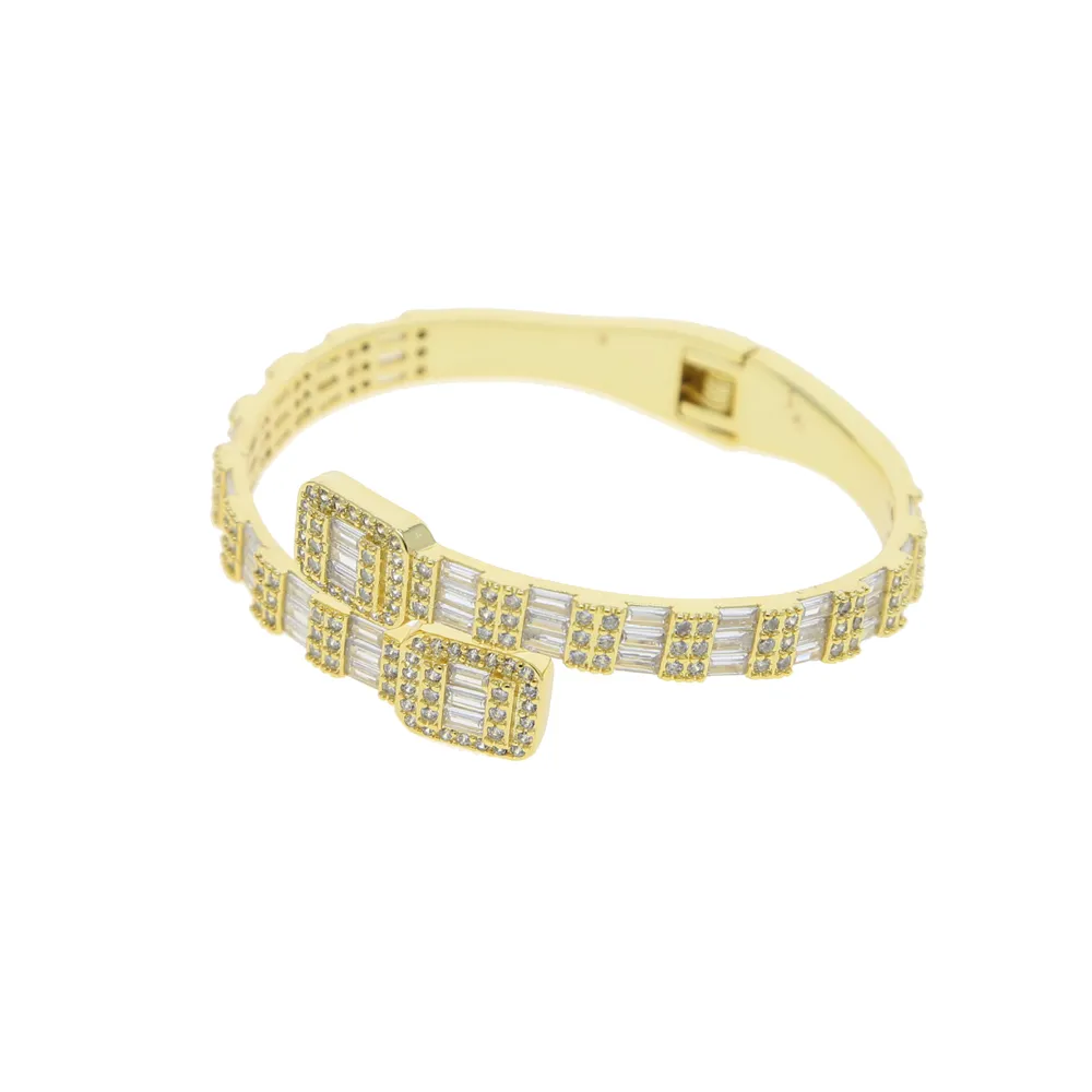 Iced Out Cubic Zirconia Bangle For Women, Micro Paved Cuff Bracelet_voghion.com