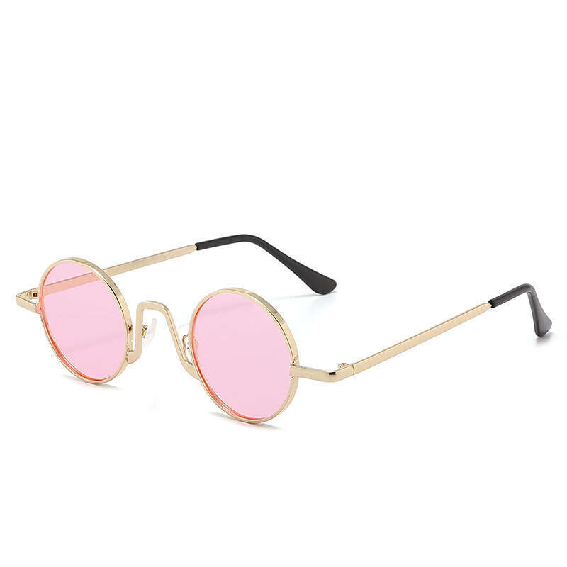 Neue runde Rahmen koreanische Version Herren- und Damen-Trend-Sonnenbrille aus Metall Net Red Gleiche kleine Brille_voghion.com