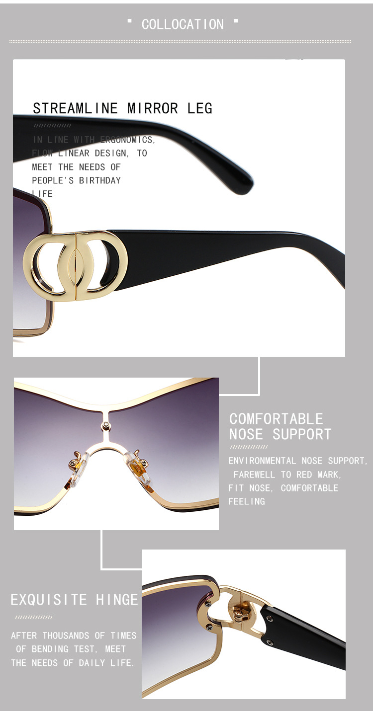 Y2K Large Frame Sunglasses - Retro Modern Style (Frameless One Piece, European & American Trendy, Hot Girl Look)_voghion.com