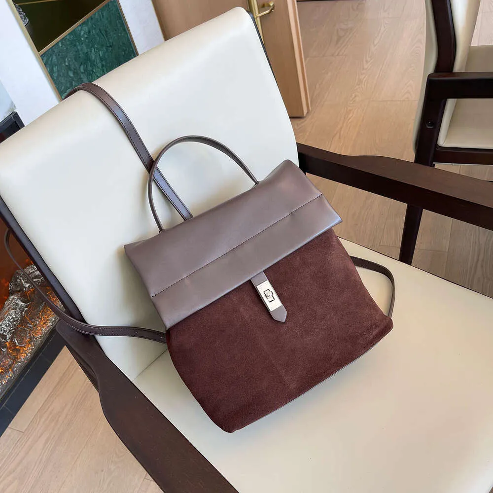 Sac à dos rétro décontracté pour femme, nouvelle collection automne-hiver, multicouches, en daim mat + cuir de vache fendu, pour les déplacements quotidiens_voghion.com