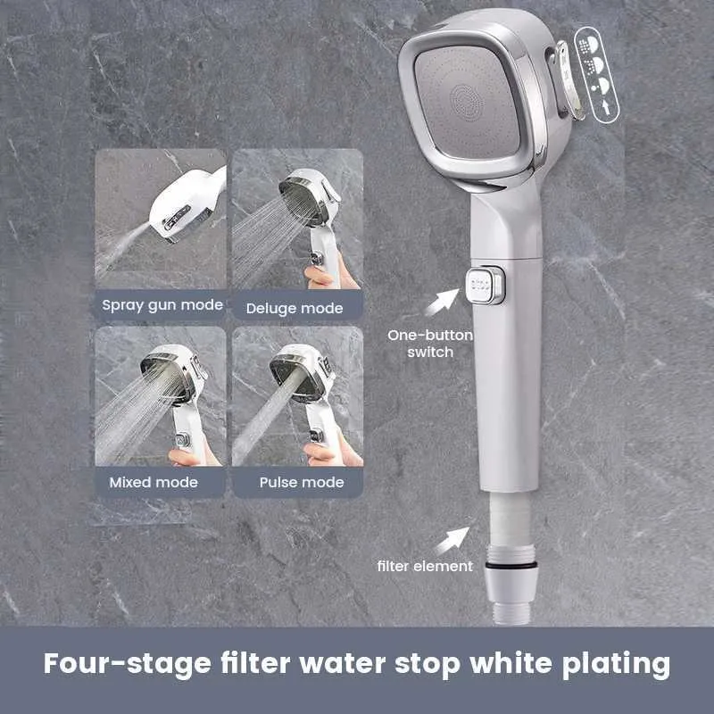 High Pressure Head Saving 4 Modes Filter Adjustable One-Key Stop Water Massage Eco Shower Bathroom AccessoriesCL240710_voghion.com