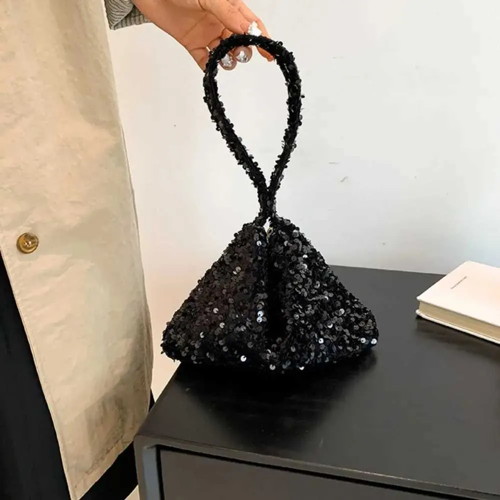 Borsa a tracolla tinta unita alla moda in stile coreano INS da sera, pochette sottobraccio, paillettes, borsa a tracolla da donna C241218_voghion.com