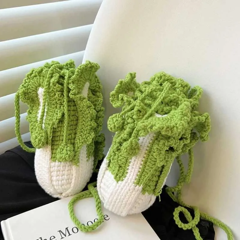 Gestrickte Kohl Eimer Tasche Für Damen Sommer Umhängetasche_voghion.com