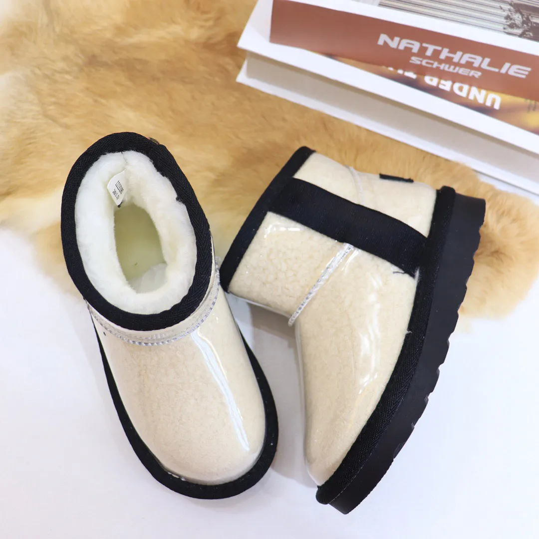 Winter Children Snow Transparent waterproof Plush Warm Shoes Kids Boots Thick Sole Anti-slip Ultra Mini Boot Baby Boys_voghion.com