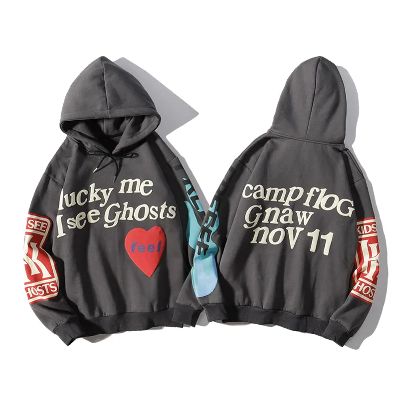 Herenhoodies Haruku Graffiti Lucky Me I See Ghosts Letter Winter Sweatshirts Heren en Dames Hoodie Hip Hop Oversized_voghion.com