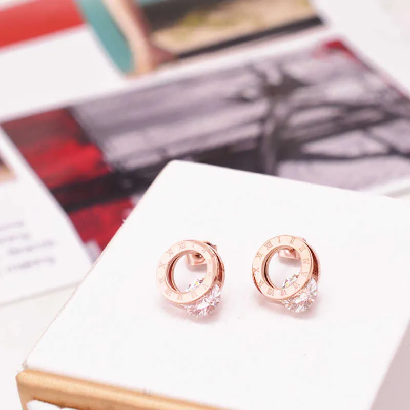 Boucles d'oreilles pendantes en acier inoxydable 316L or rose avec zircone pour femme, bijoux tendance qui ne se décolorent jamais, L230309_voghion.com