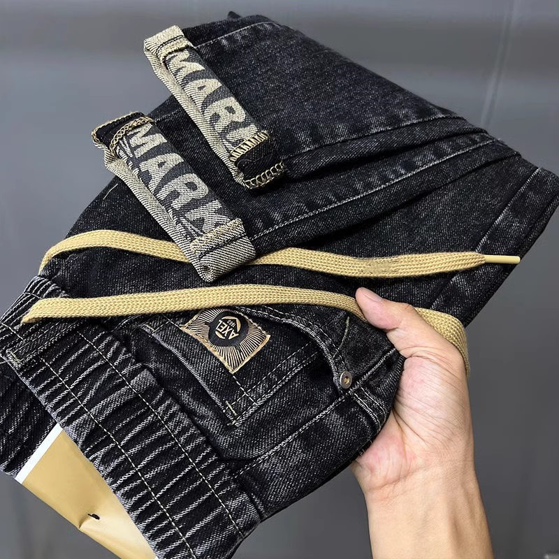 Men's Clothing Autumn and winter elastic casual loose jeans for men with printed hot-selling elastic waist skinny pants versatile harem trousers
