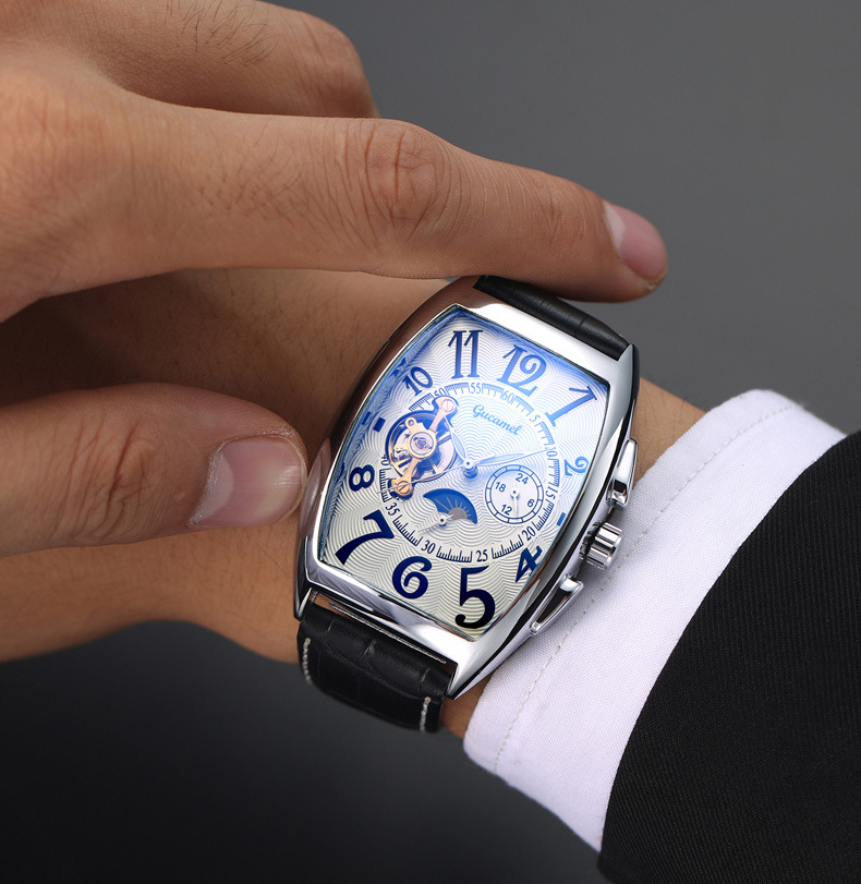 New light luxury men's tonneau-shaped waterproof automatic mechanical watch_voghion.com