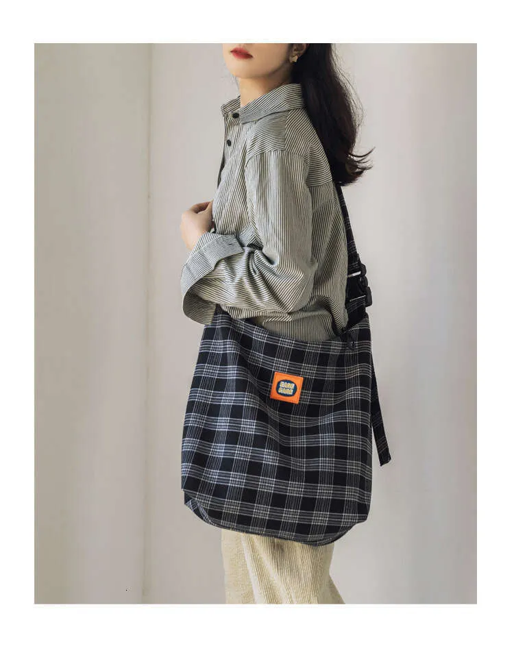 Designer stijl geruite canvas schoudertas voor dames_voghion.com