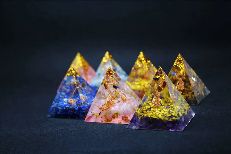 Coliere cu pandantiv Orgonit piramidă 5cm 7Chakra artizanat bijuterii rășină cristal Lapis farmec adunarea norocului ajută la calmare_voghion.com