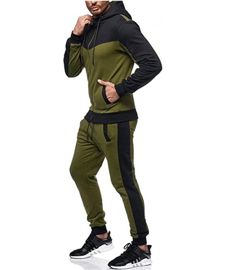Men's Color Block Hooded Sweatshirt & Jogger Set - Winter Casual Sportswear Outfit For Gym & Streetwear​_voghion.com