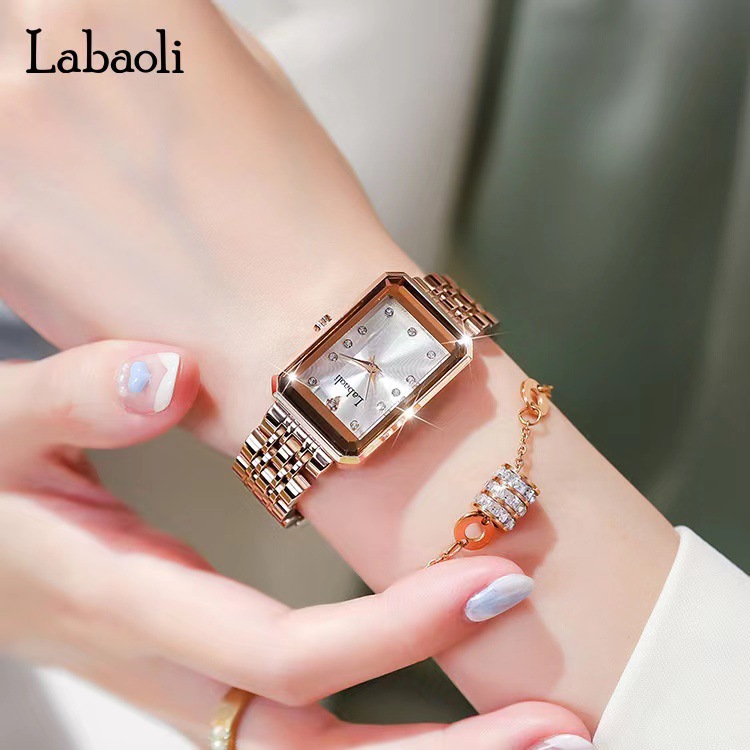 Il nuovo orologio estivo da donna con cinturino in acciaio versatile quadrato piccolo stile Instagram di Labaoli_voghion.com