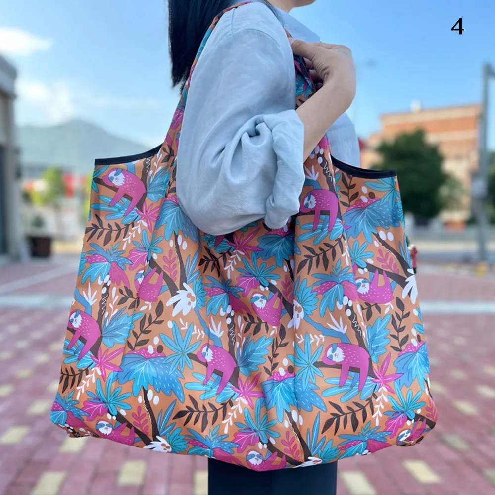 Oxford Cloth Folding Big Portable Storage Large-capacity Washable Reusable Foldable Shopping Bag Handbags_voghion.com
