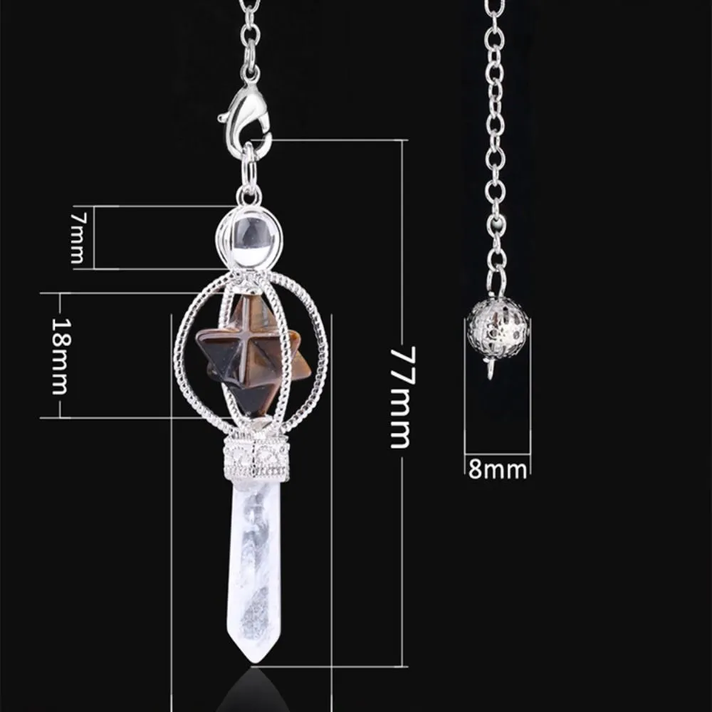 Collier Pendentif Pendule Cristal Naturel Multicolore Longueur 18,5cm Radiesthésie Divination Esotérisme Collier Pierre_voghion.com